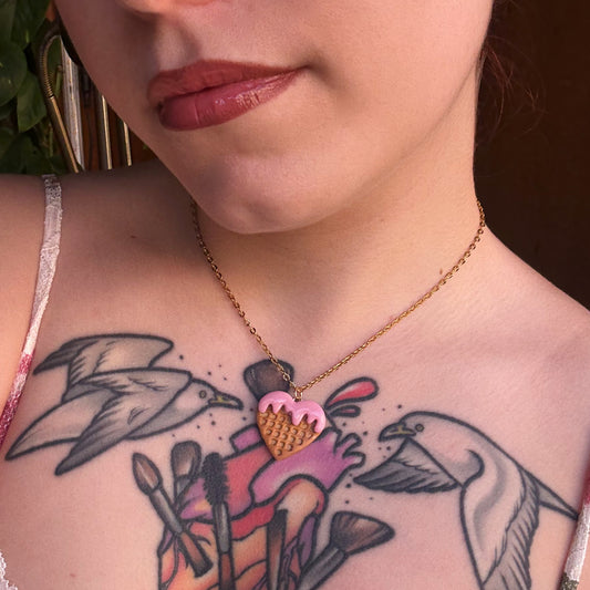 Collar corazón de gofre